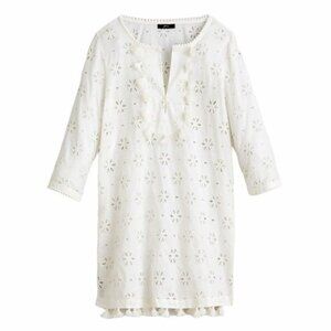 J. Crew Eyelet Bib Tunic Beach Coverup in Ivory Size XS NWT